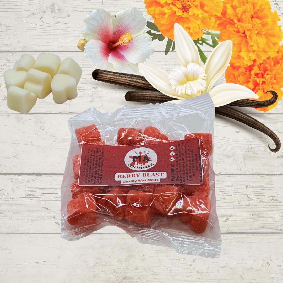 Ma Crafts&Frags Multicolour 20 X Highly Scented Wax Melts Mini Hearts Handmade, Cruelty Free, Vegan Many Fragrances (Berry Blast)