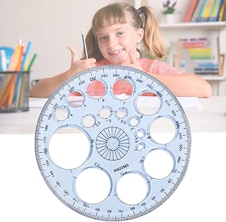 PARTSPOWER 2 Packs Multifunctional Round Circles Drawing Tool Stencil Template, 1-15MM Semi-Diameter Protractor-Free Circles Draft Template for School