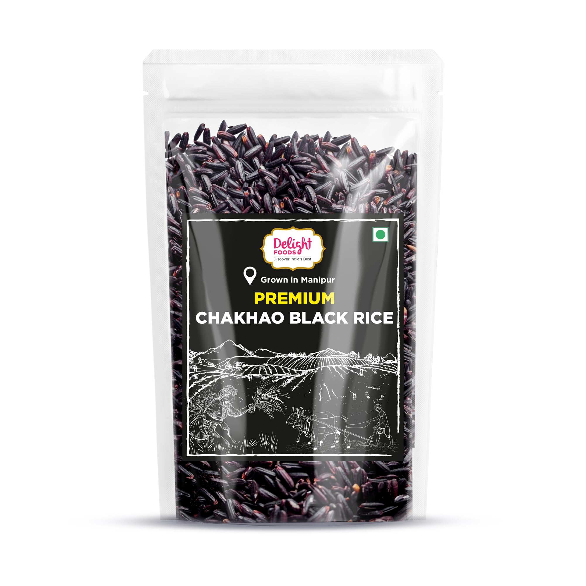 Delight Foods Premium Chakhao Black Rice, 1Kg | Black Rice Manipur | Black Chawal
