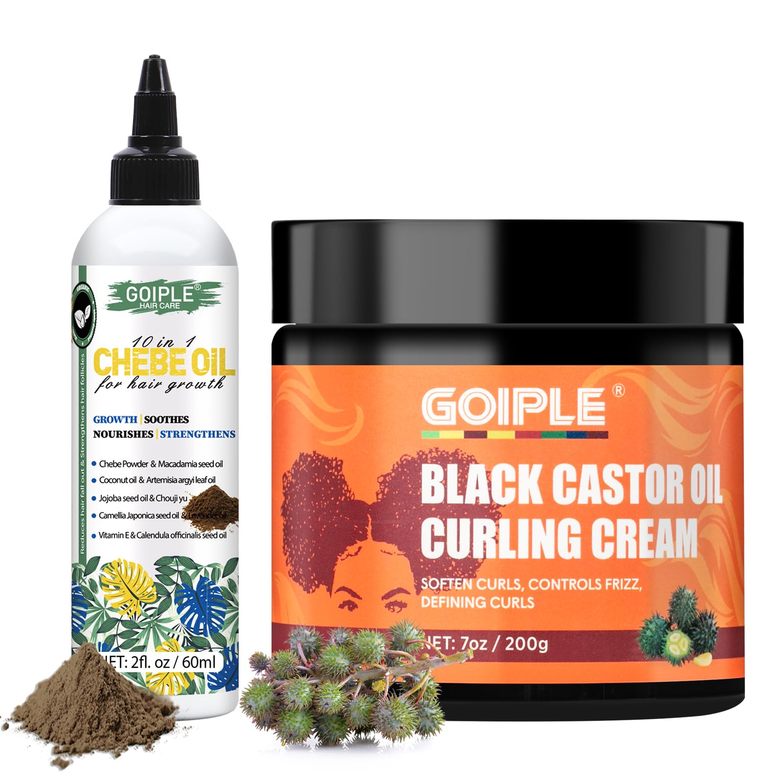 Black Castor Oil Curl Cream - Chebe Oil Promotes Hair Growth, Softens Curls, Controls Frizz, Deeply Moisturizes and Repairs Damaged Hair