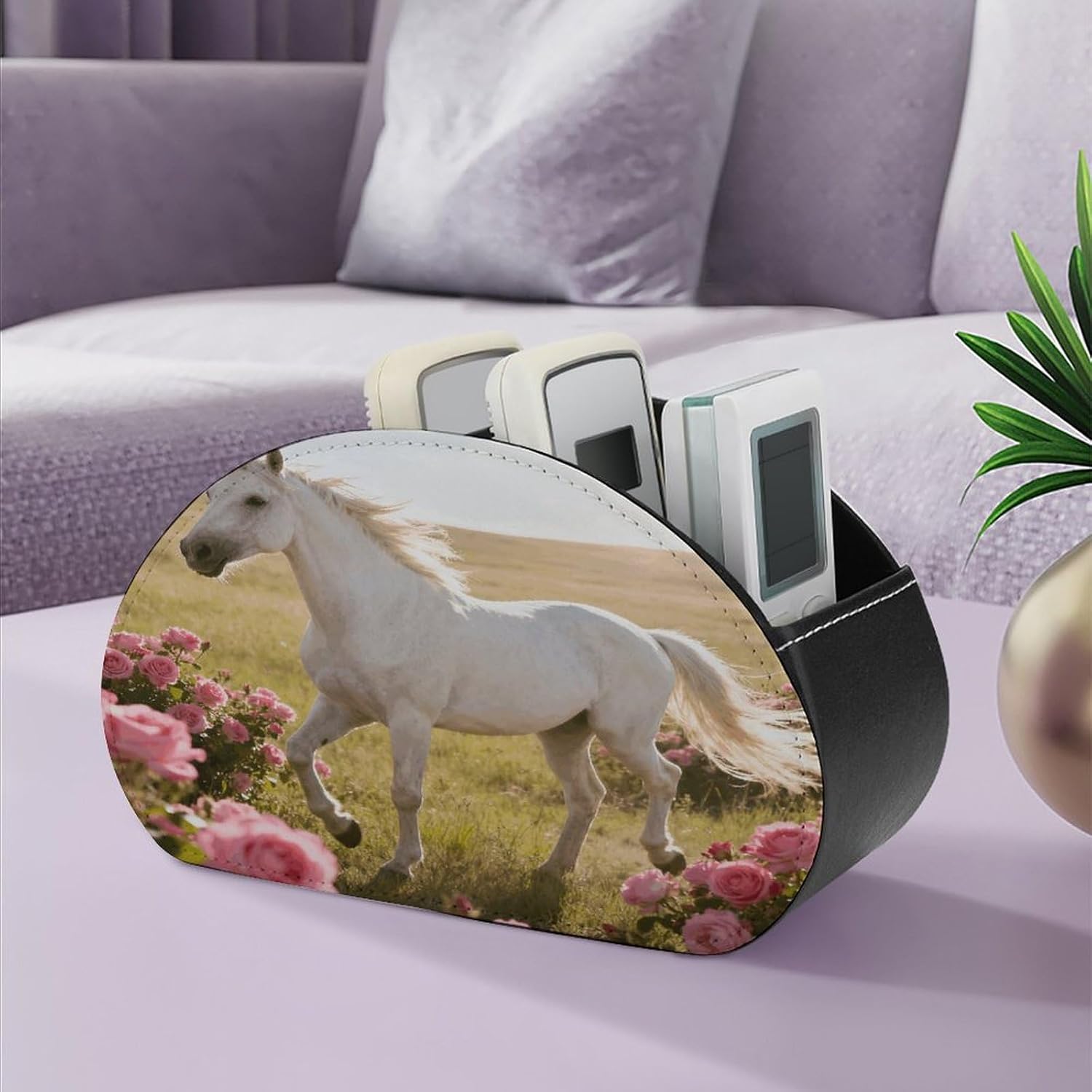 Personalized PU Leather Remote Control Holder with 5 Compartments image 5