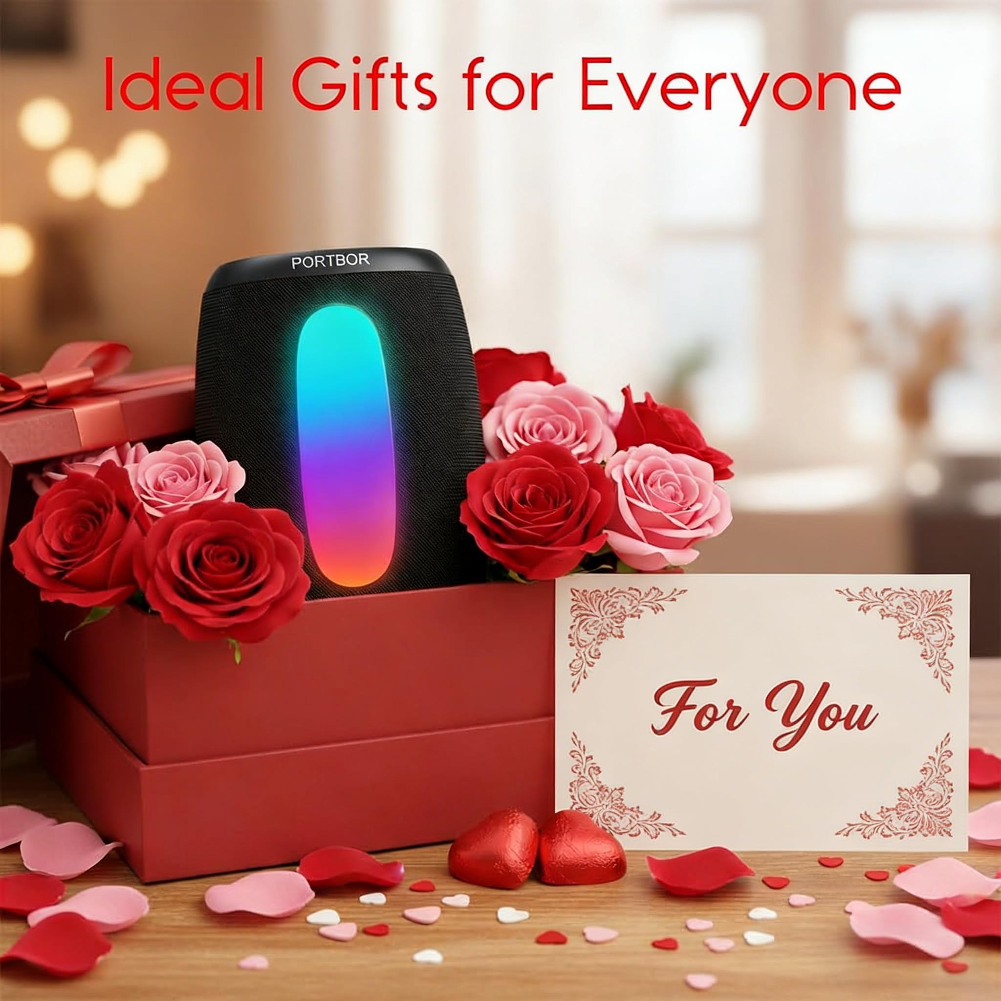 Bluetooth-Lautsprecher, IPX5 wasserdicht & staubdicht, tragbarer Lautsprecher mit LED-Lichtern, kraftvoller Stereo-Sound, 3000 mAh Akku bis zu den ganzen Tag Spielzeit, BT 5.3 mit AUX, TWS Paar, für