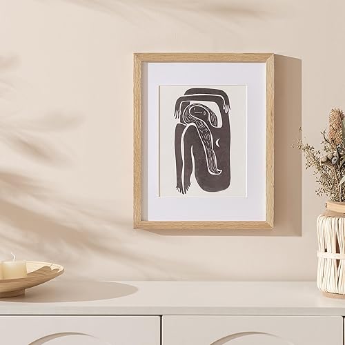 Miniatura 6 de eletecpro Portarretratos de 8 x 10 pulgadas hecho de madera de roble y vidrio reforzado, muestra fotos de 5 x 7 pulgadas con paspartú o fotos de 8 x