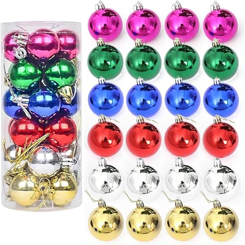 AllBeauty - Bolas de Navidad de 24 quilates y 1.575 in, decoración esencial para el árbol de Navidad, inastillables, para interiores y fiestas (1.57