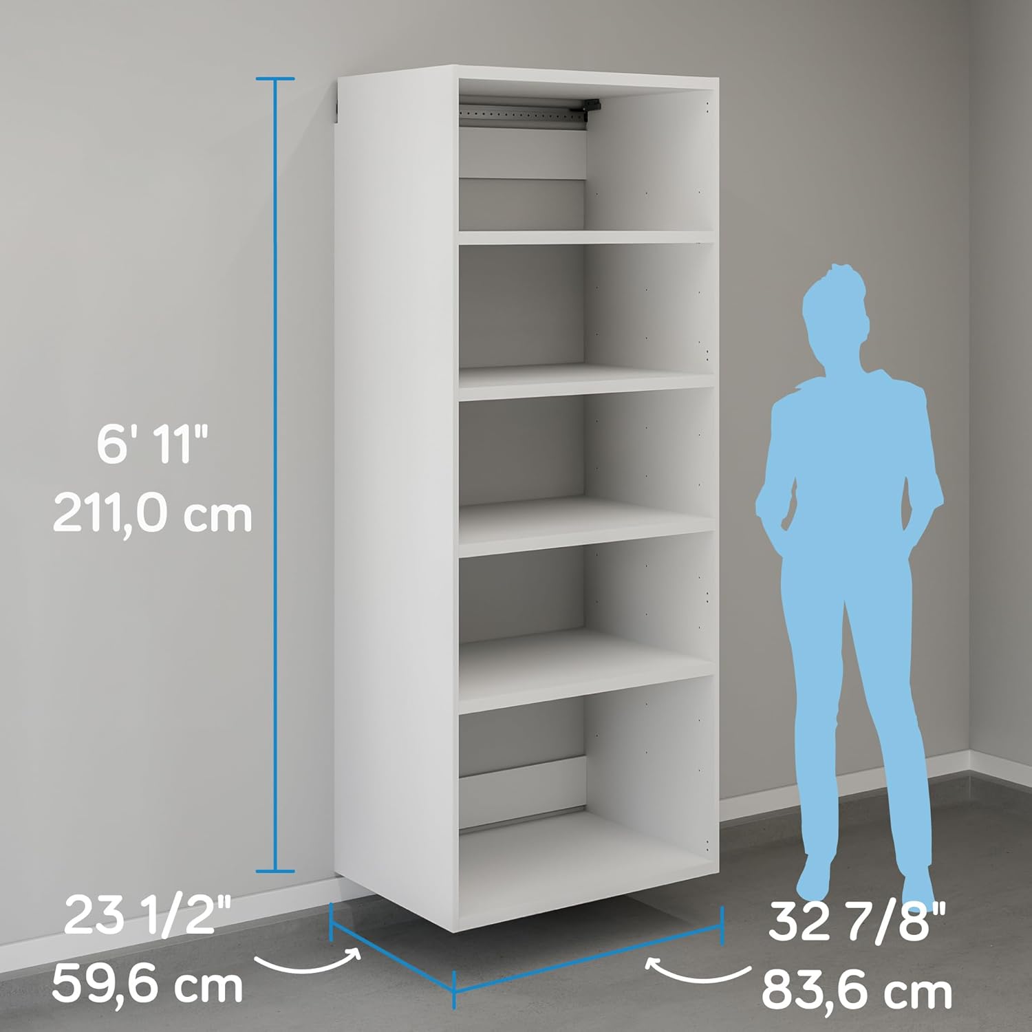 Sauder GarageCore 83" hx23 d Shelves, White Finish