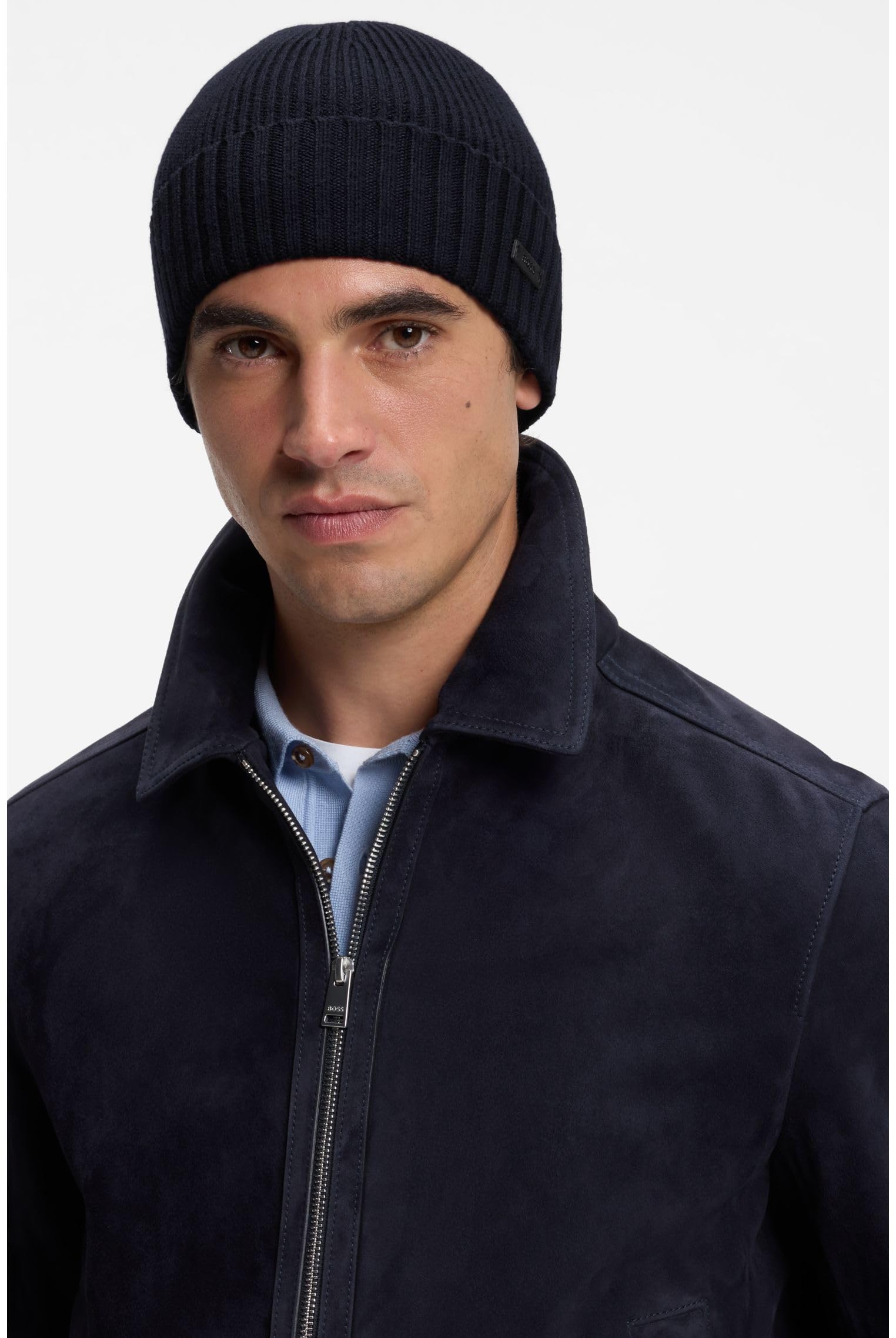Boss - Fati Ribbed Knit Hat, Berretto Uomo