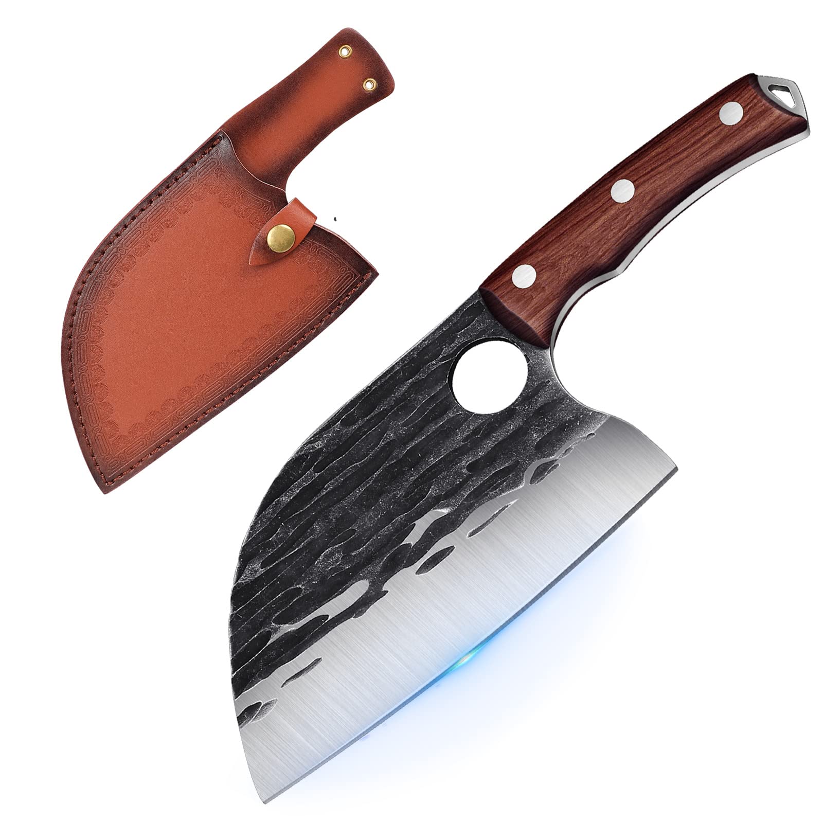 Matsato Coltello Da Chef Professionale In Acciaio Damasco - Manico In Legno Di Faggio - Perfetto Per Carne, Pesce E Verdure