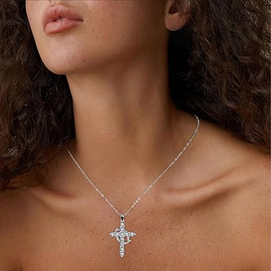 Cross Necklace for Women Men Dainty Crown Cross Charm Necklaces Cubic Zirconia Pendant Necklace Simple Christian Faith Necklaces Women's Jewelry