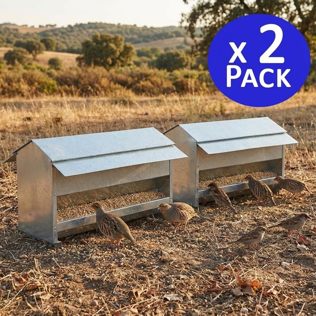 Suinga Pack 2 Comedero para Pajaro de Exterior de Acero Inoxidable con Tapa, 50x44x36 cm - Comedero Inoxidable para Aves