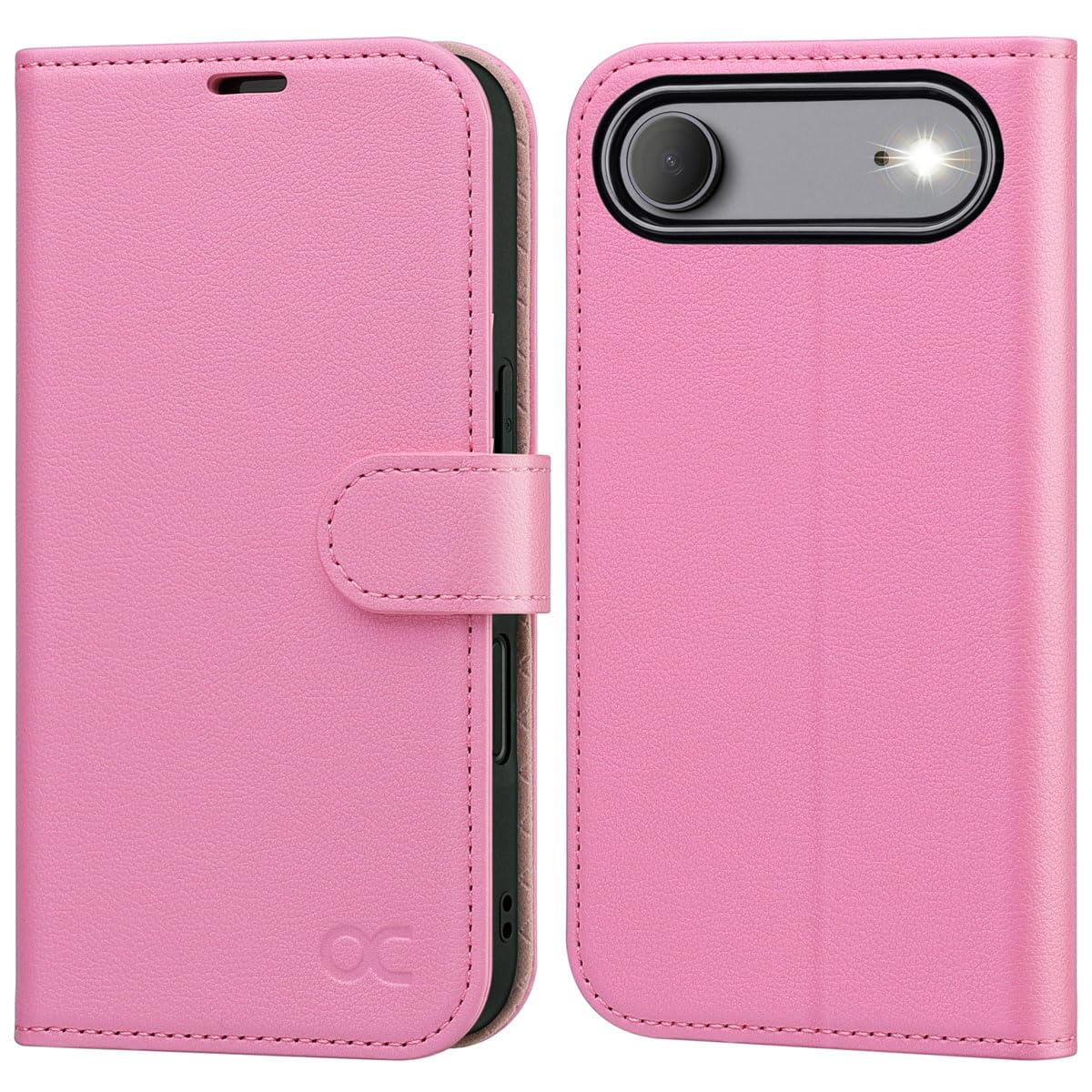 OCASE Hülle für iPhone Air 5G, Handyhülle [Kartenfach] [Magnet] [Standfunktion] [RFID Blocker] Stoßfest Lederhülle Kompatibel mit iPhone Air Rosa