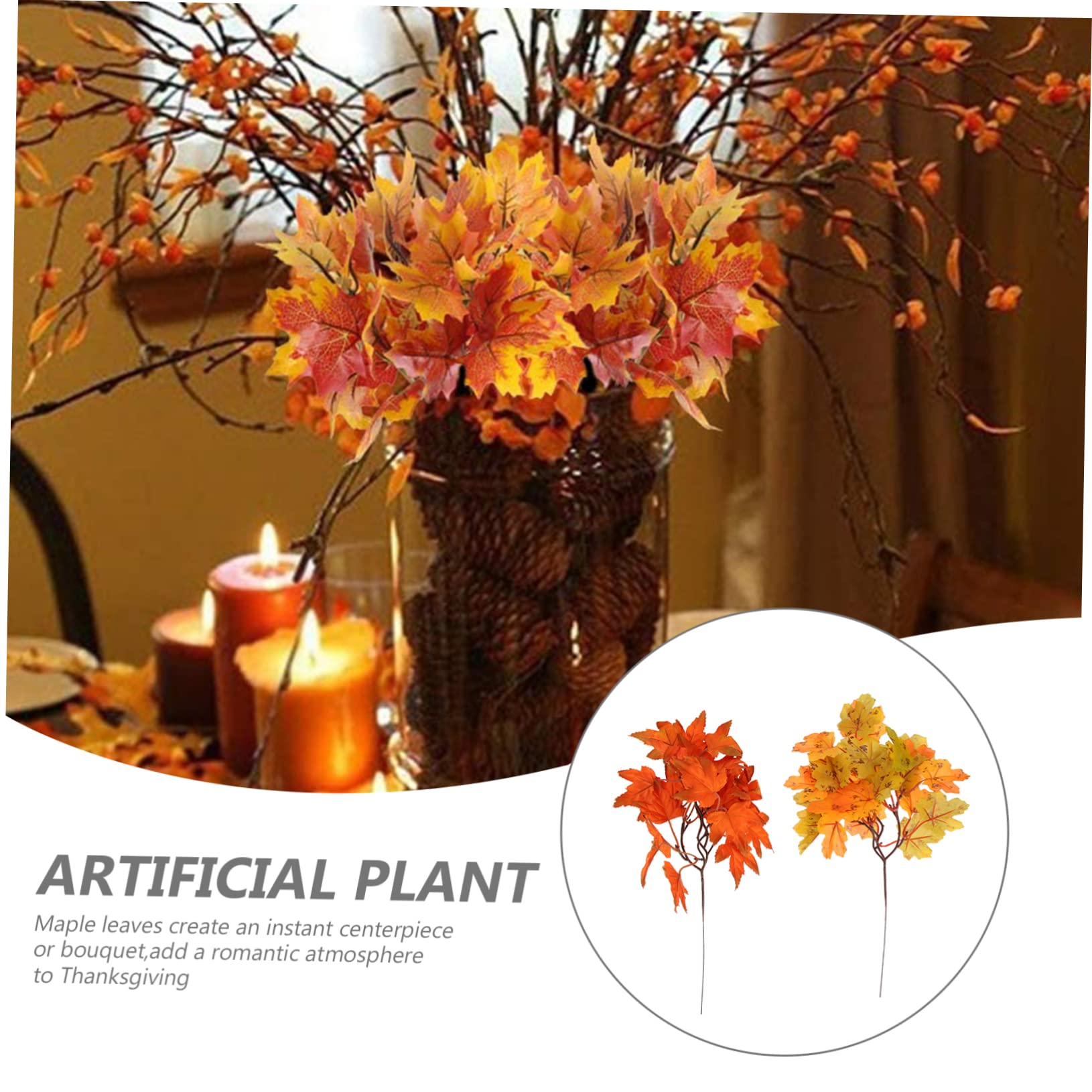 Garneck 5 Set Talee Di Foglie D'acero Fake Plants Home Decor Di Grandi Dimensioni Foglie Autunnali Artificiali Verde Decorazione Del Ramo Fogliare Gambi Di D'acero Finte 4 Pezzi * 5
