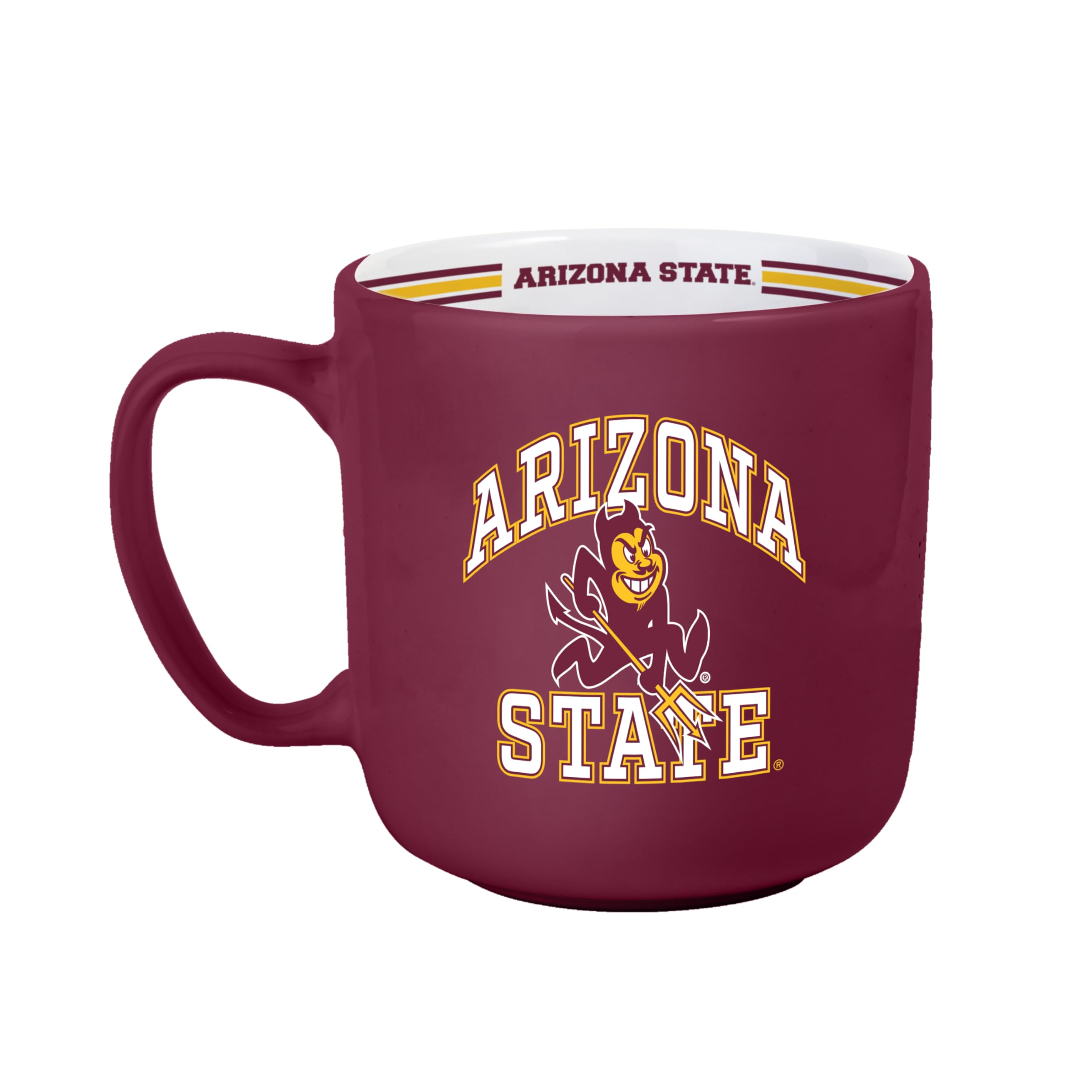 Logo Brands NCAA AZ State Sun Devils 15oz Stripe Mug - Team Logo, Inside Print, Standard Handle, Microwave &amp; Dishwasher Safe
