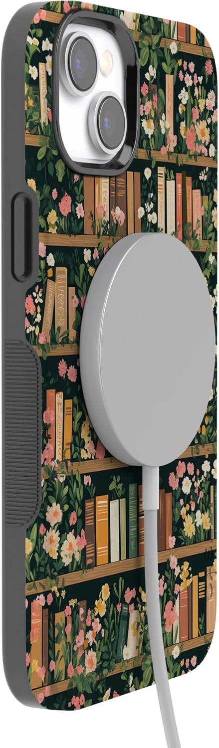 Casely iPhone 14 Case | Book Nook | Floral Library | Bold Protective Design | Compatible with MagSafe