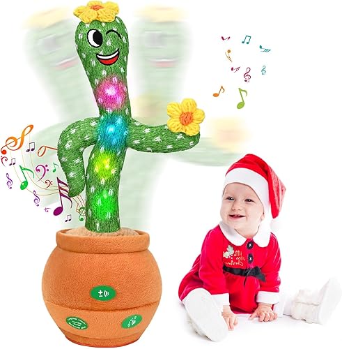 Miniatura 1 de Juguete de cactus parlante para bebé, cantando imitando y repetir el tiempo boca abajo, juguetes con música y luz, regalos para bebés pequeños,