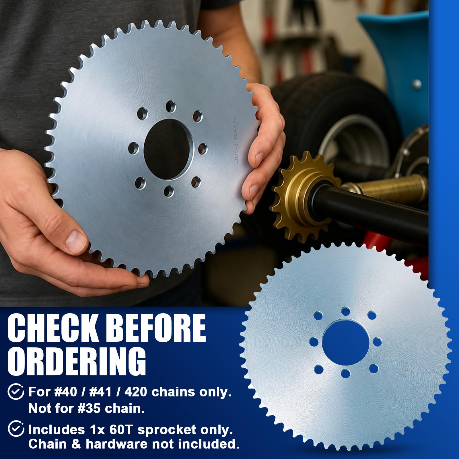 Amazon.com: 60 Tooth Go Kart Sprocket for #40#41 420 Chain, 2-1/8