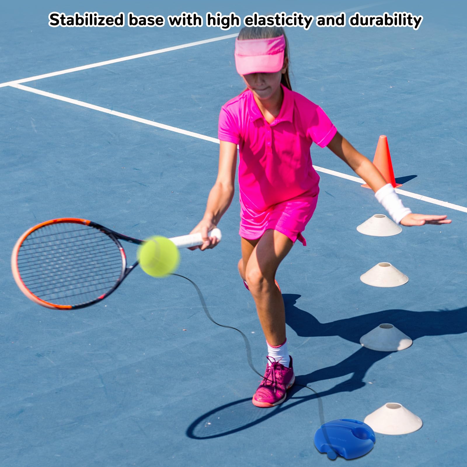 Set Allenatore Tennis con 2 Palline Elastiche con Corda, Tennis Trainer per Allenamento Tennis da Solo, Palline da Ritorno per Esercizi di Reazione e Colpo, Ideale per Adulti Bambini Principianti