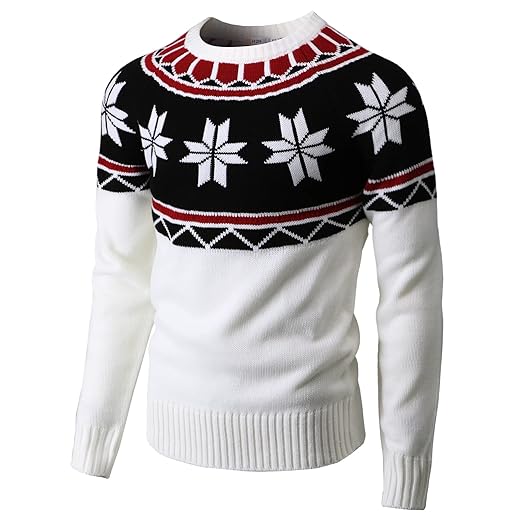 H2H Men’s Slim Fit Casual Christmas Sweater Knitted Xmas Knitwear Holiday Knit