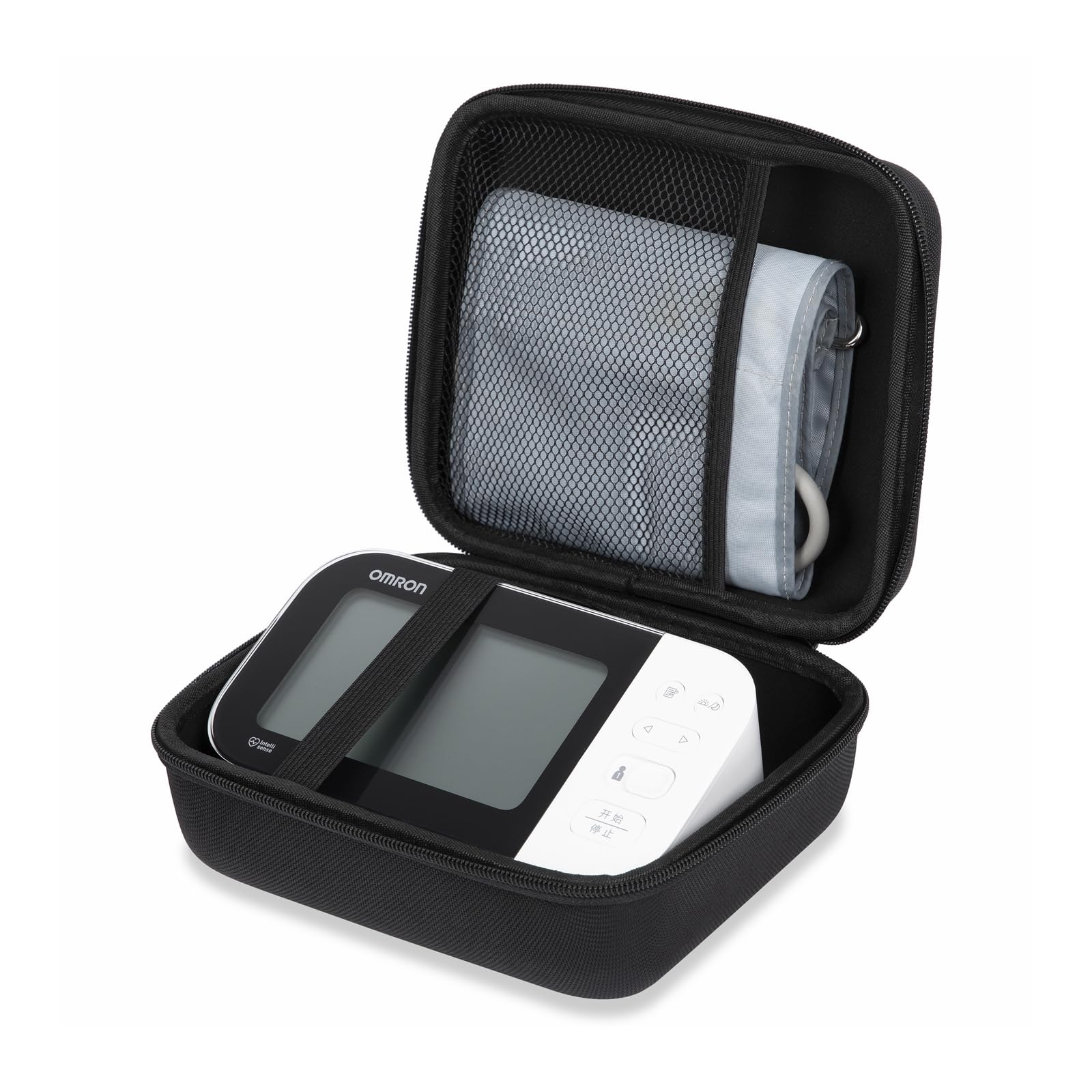 Ginsco Universal Hard Shell Case for Blood Pressure Monitor, Compatible with Omron Platinum/Gold, Portable Carrying Travel Case with Handle, Mesh