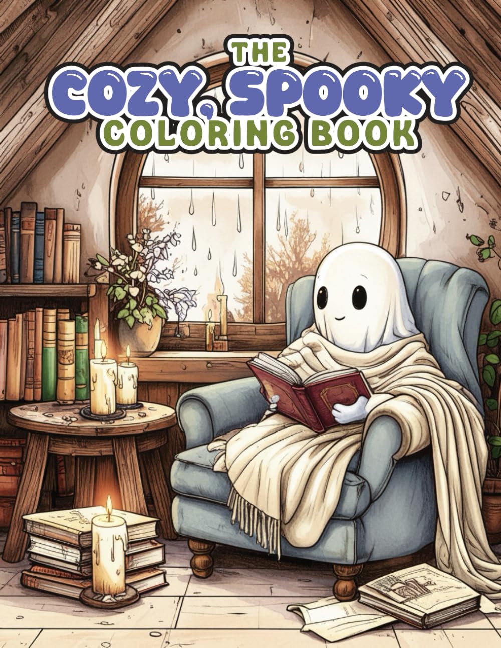 Cozy Spooky Coloring Book: Coloring Book heaturing Home Scenes with Friendly Ghosts, Monsters & Autumn Vibes for Adults and Teens | 8x11 Inches, 80 ... for Relaxation and Creative Stress Relief