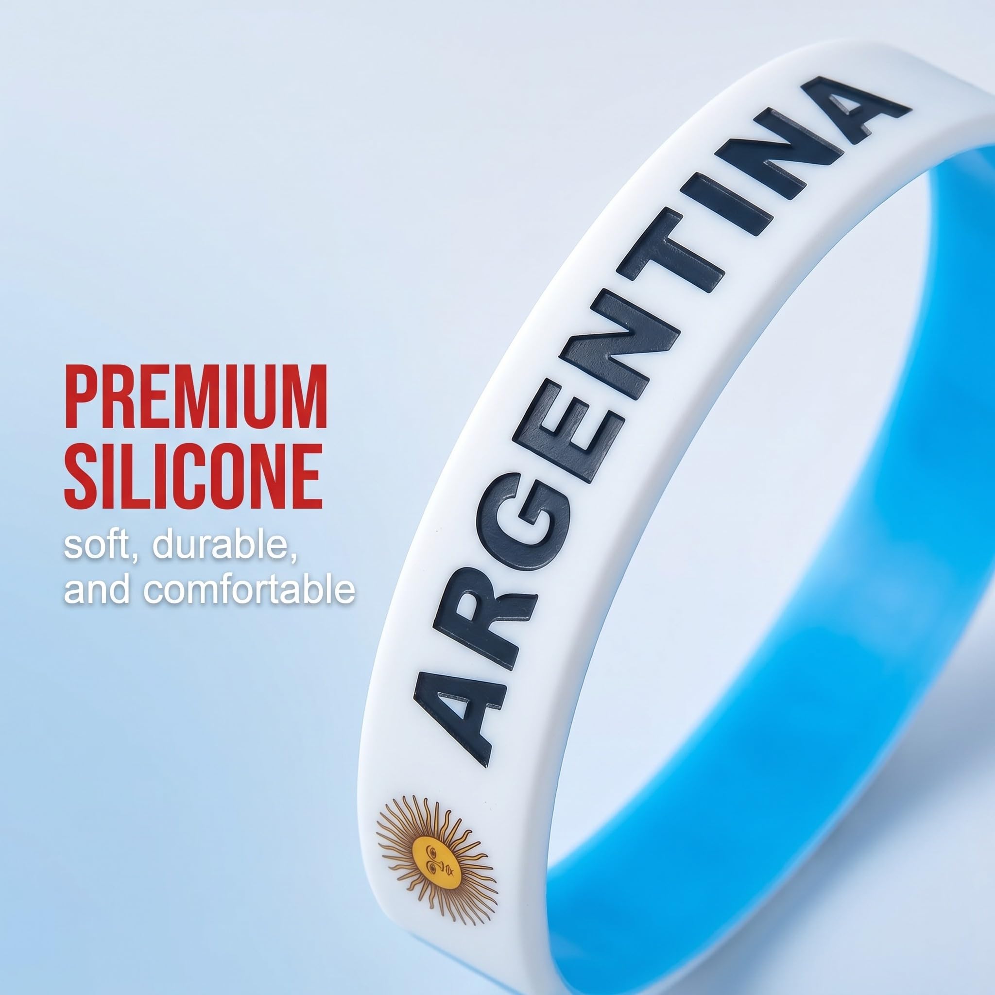 Lot de 6 Bracelets Silicone Drapeau Argentine | Accessoires Supporters Football | Fan Sportifestif | Unisexe Enfants Adultes | Anti-Transpiration Résistant