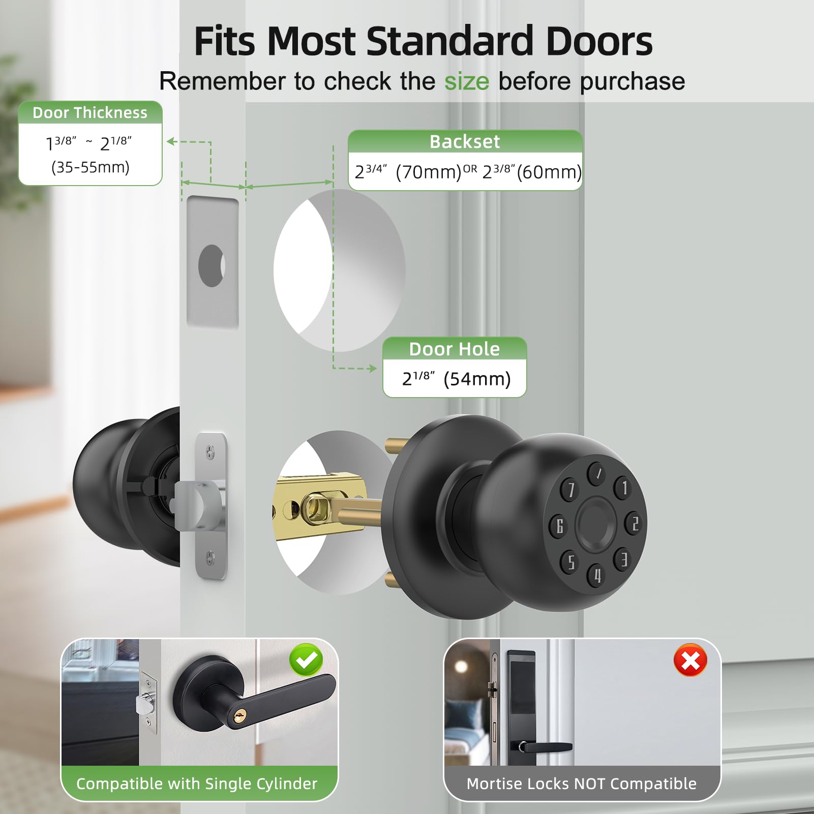 Smart Fingerprint Door Knob - App Control & Auto Lock -6
