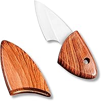 Machado Leaf Shape Handmade Mini Stainless Steel Pocket Knife with Sheath - Portable Wooden Outdoor Short Fish Cutter,...