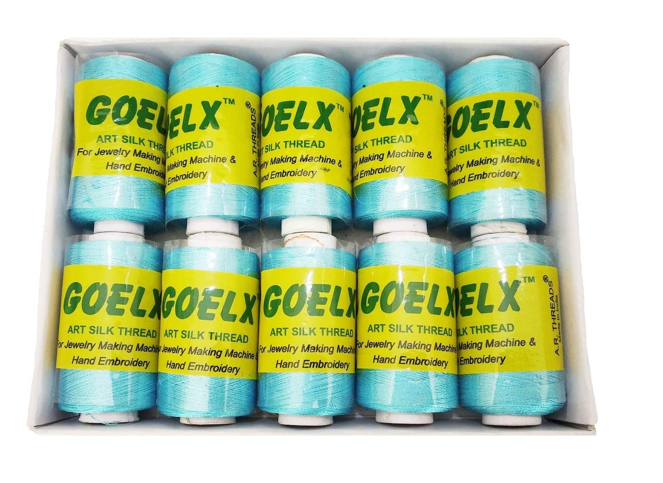 GOELXSilk Thread Shades of Blue Family for Jewelry, Tassel Making, Embroidery, Crafts, Shiny Soft Thread Spools - ICY Blue - 71