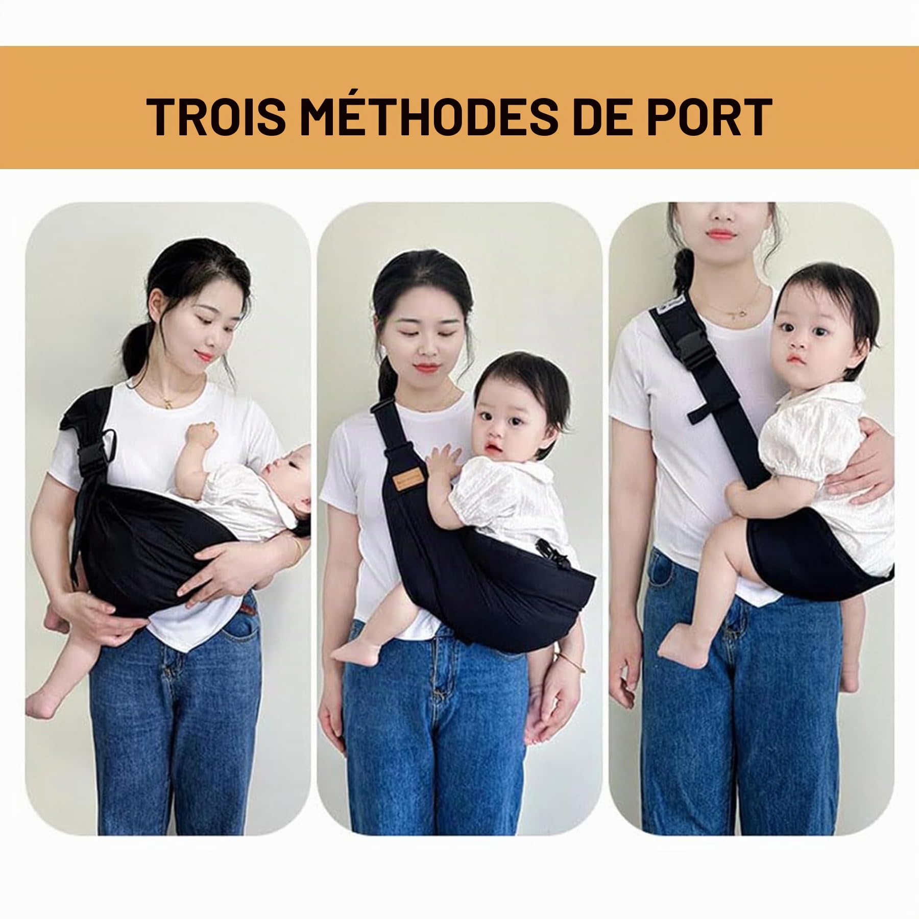 Porte-Bébé LatéRale Portable Respirant Réglable Nouveau-né 3-36 Mois