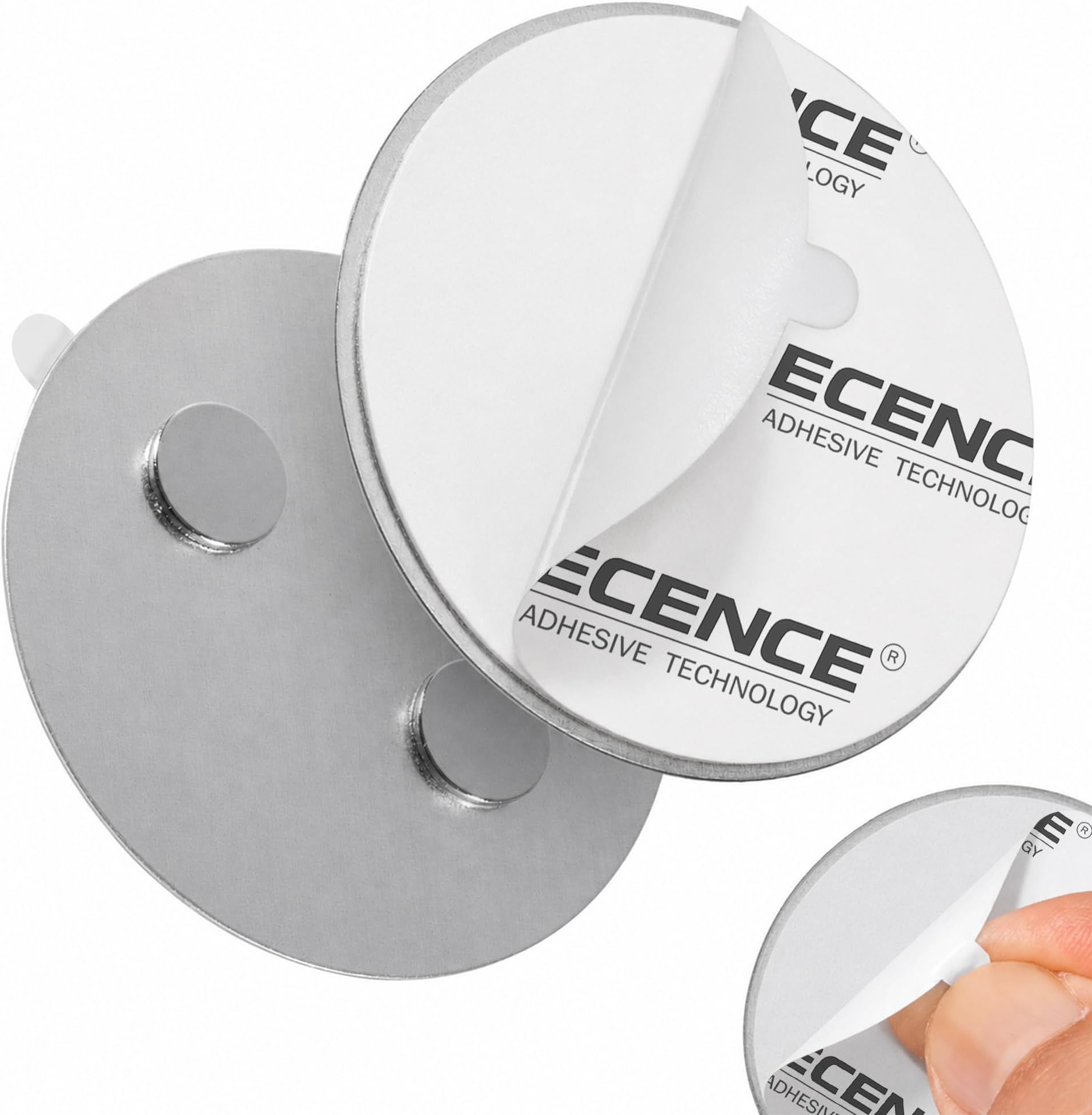 ECENCE Magnetic Smoke Detector Mount 5 Pcs Ø 50 mm Self-Adhesive | Magnetic adhesive pads for smoke alarms, designed for quick and easy installation without drilling or screws