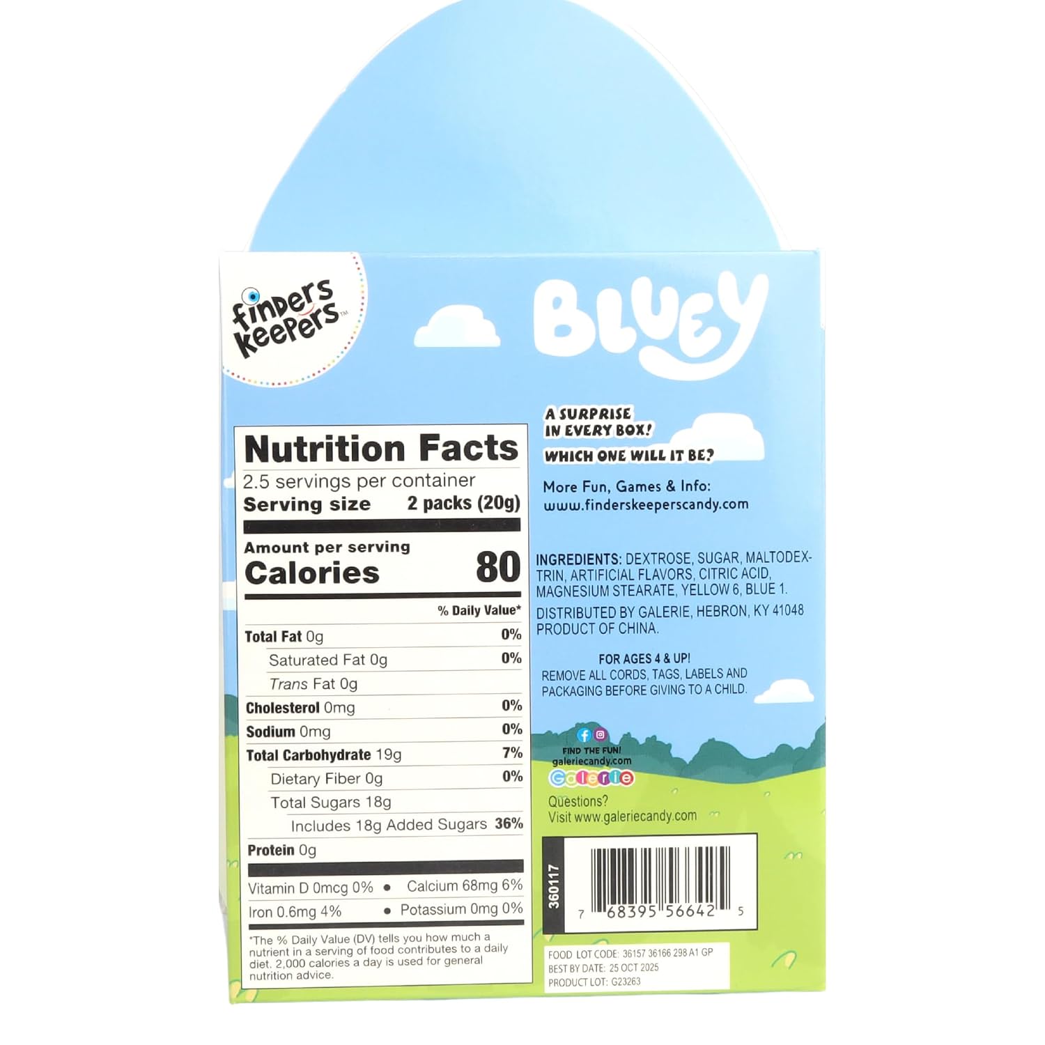 Bluey Easter Finders Keepers Gift Egg with Candy, 2025 Basket Stuffers, 1.76 Ounces