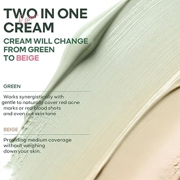 Tiger Grass Colour Correcting Cream, Green Cream For Redness, Colour Corrector For Face, Anti-Redness Treatment, Hydrating Moisturiser, Balance Skin Tone, Pore Minimizer, Soothing Daily Care