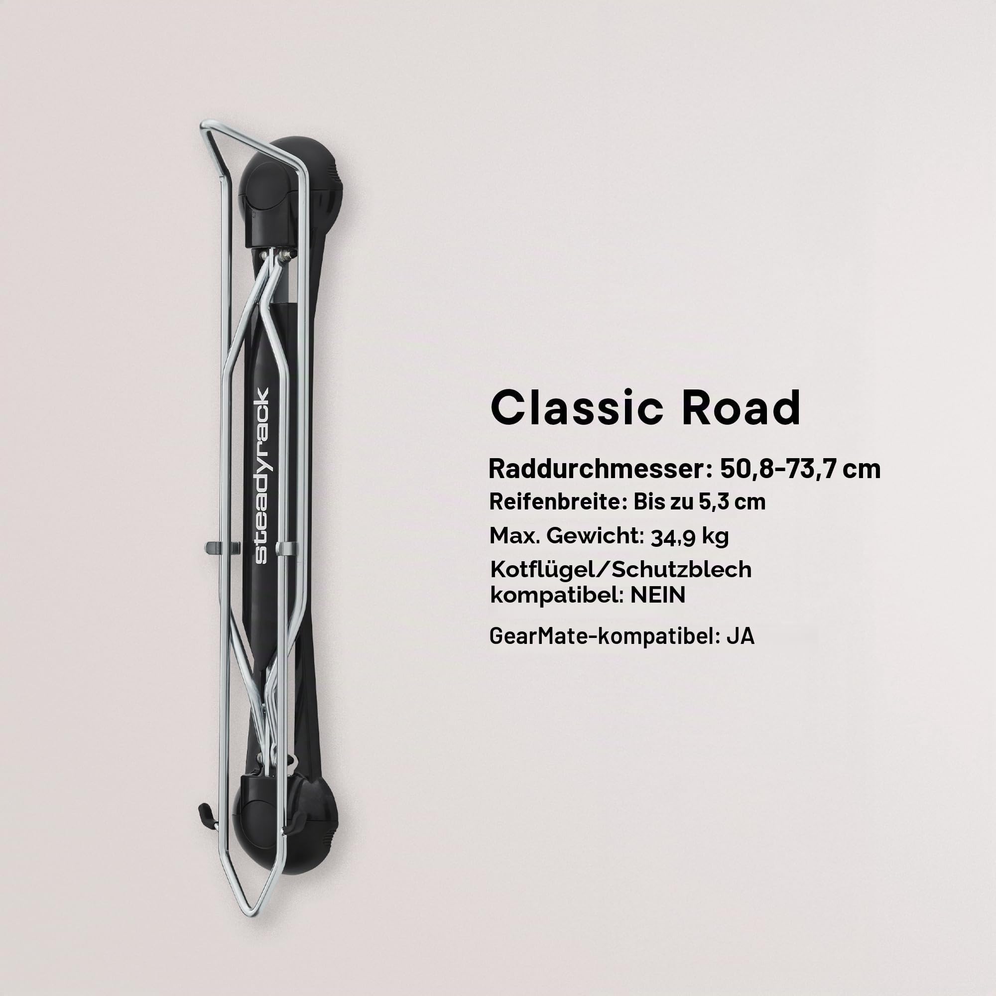 Steadyrack Fahrrad Wandhalterung - Classic Rack - Fahrrad Wandhalterung vertikal als Aufbewahrungslösung für Ihr Haus, Ihre Garage oder Ihren Fahrradpark