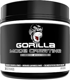 Gorilla Mind Gorilla Mode Creatine – Creatine Monohydrate Micronized Powder / Improved Muscle Size, Power Output and Strength / 5 Grams per Servings, 30 Servings