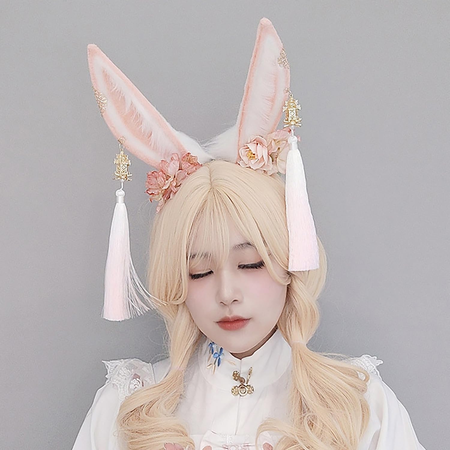 Faylay Women Cosplay Bunny Ears Rabbit Headband Animal Ears Furry Bunny Ears Party Accessories: Yhdw-pink