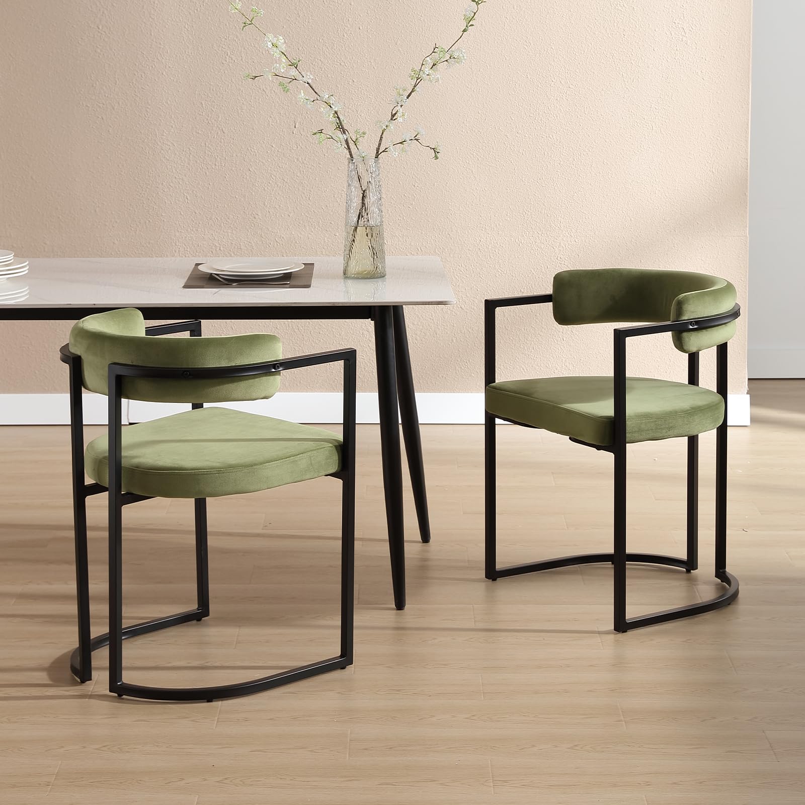 Set di 2 sedie - velluto - gambe in metallo dorato - beige