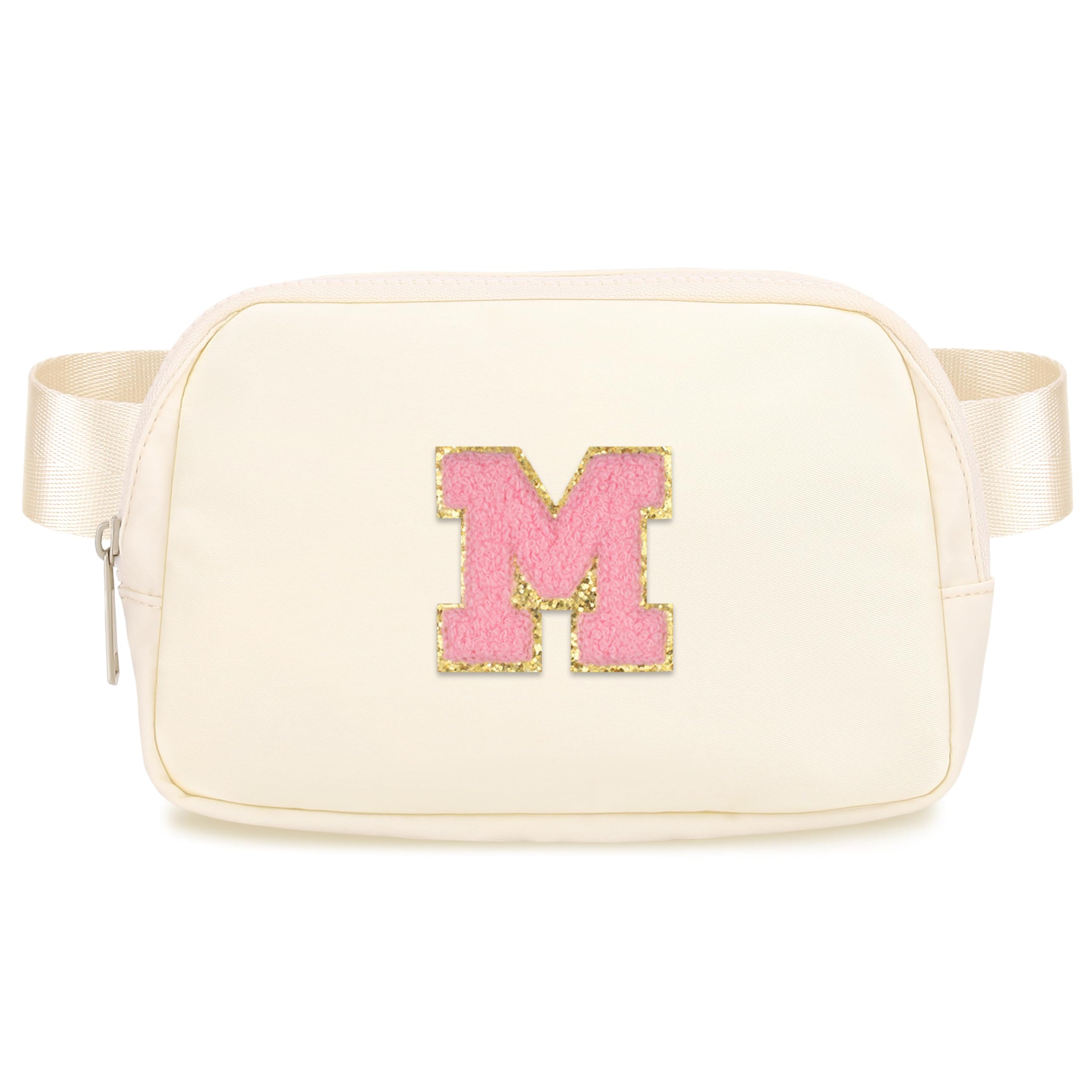 Fanny Pack For Girls Birthday Christmas Gifts Idea For 4 5 6 7 8 9 10 11 12 13 Year Old Kids Cute Trendy Belt Bag Fashionable Waist Packs Crossbody Bag Initial Letter M Beige