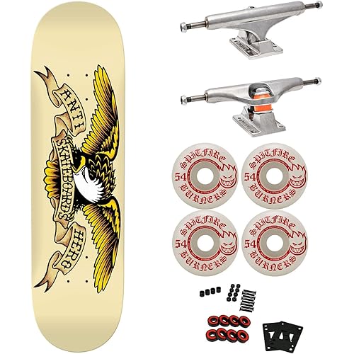 Anti Hero Professional Complete Skateboard Classic Eagle with Independent Trucks, Spitfire Wheels, ABEC 5 Bearings, Hardware, and Griptape - Ready to Assemble