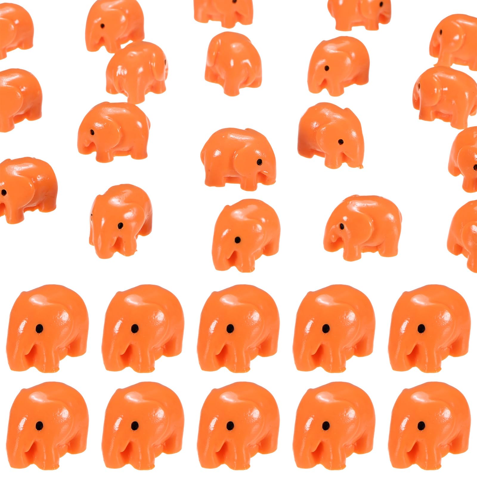 M METERXITY 60-Pack Mini Resin Elephant, Small Tiny Elephant Figurines for Fairy Garden Decor/Micro Landscaping Home/Aquarium/Craft Supplies, Cute Resin Animal Statues [Orange]