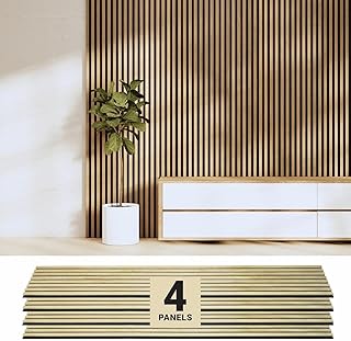 Wood Panels for Wall - Oak Acoustic Wall Panels - 4PK Wall Wood Panels - 94.49” x 12 - Soundproof Wall Panels for Decor - Acoustic Slat Wood Wall Panels for Interior Decoration of Walls (Oak) (Oak)