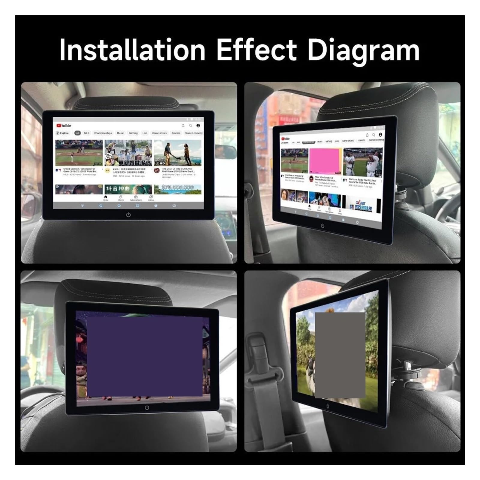 Reproductor Multimedia de vídeo para reposacabezas de Coche de 10,1 Pulgadas con Bluetooth y Pantalla táctil para TV en el Asiento Trasero (2 g)