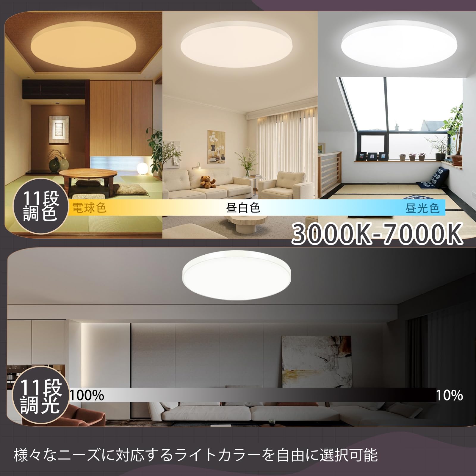 Amazon.co.jp : LED シーリングライト無段階調光調色照明器具 リモコン