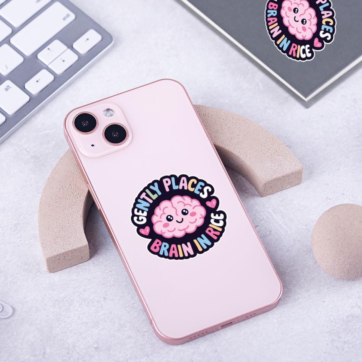 (3 Pcs) Gently Places Brain in Rice Sticker, Funny Mental Health Glitch Quote Vinyl Sticker Decal for Water Bottle Laptop, Gifts for Friends Coworkers Techies – 3x3 Inches - Image 3