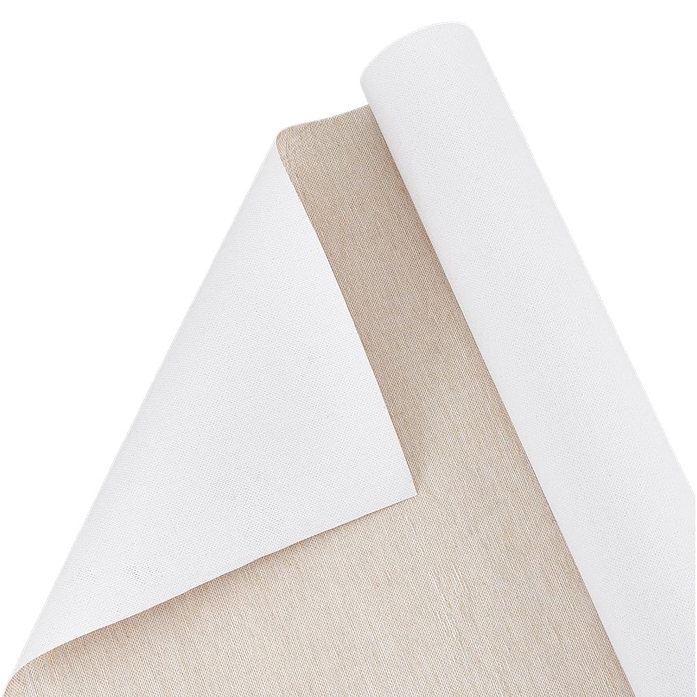 BENECREAT Rouleau de Toile de Lin Apprêtée à L'Huile Professionnelle 5 m X 37~38.3cm Toile D'Artiste pour Décor de Fond de Peinture à L'Huile Découper aux Dimensions du Cadre