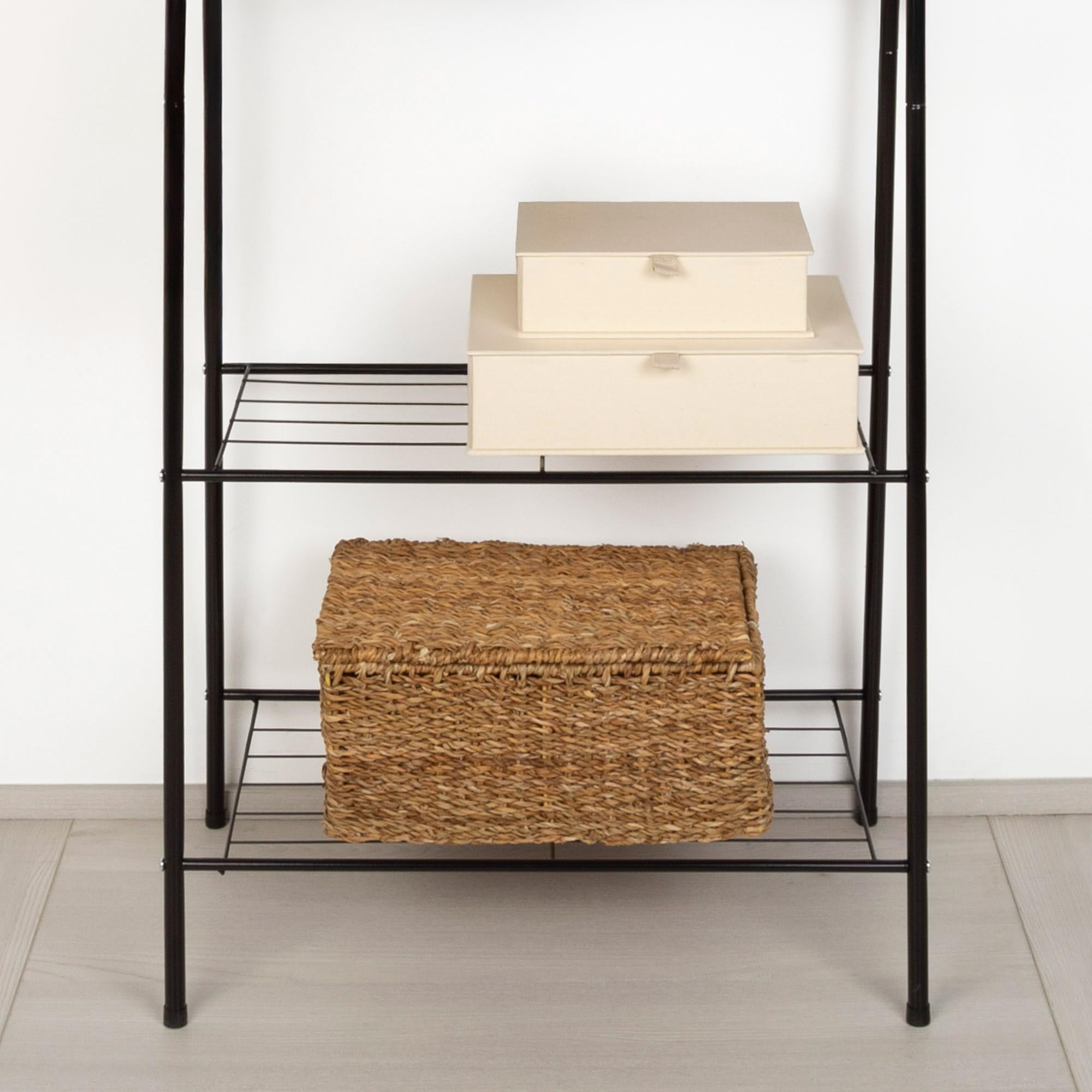 AKTIVE MAX Home Perchero de Ropa 60x35x151, Peso máximo soportado 15 kg, con Dos baldas para Zapatos, Accesorios, Almacenaje (18810)
