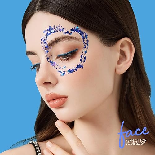 Vista 36 de Teenitor Purpurina corporal, purpurina facial, purpurina blanca, 2.82 oz/2.8 onzas, gel de purpurina para el cabello, purpurina para rave, purpurina