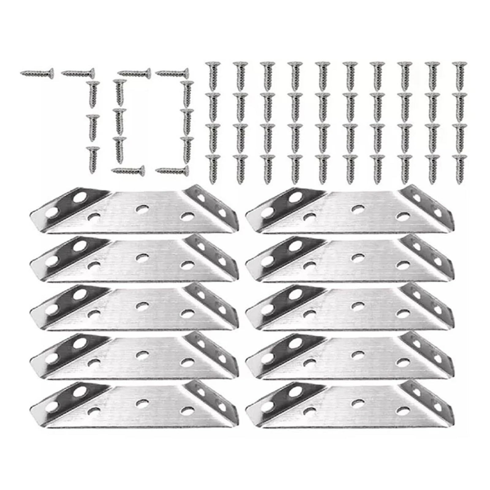 Yfozd Silver, 10Pcs Universal Furniture Corner Connector Stainless Steel Small Code Fastener Triangular Support