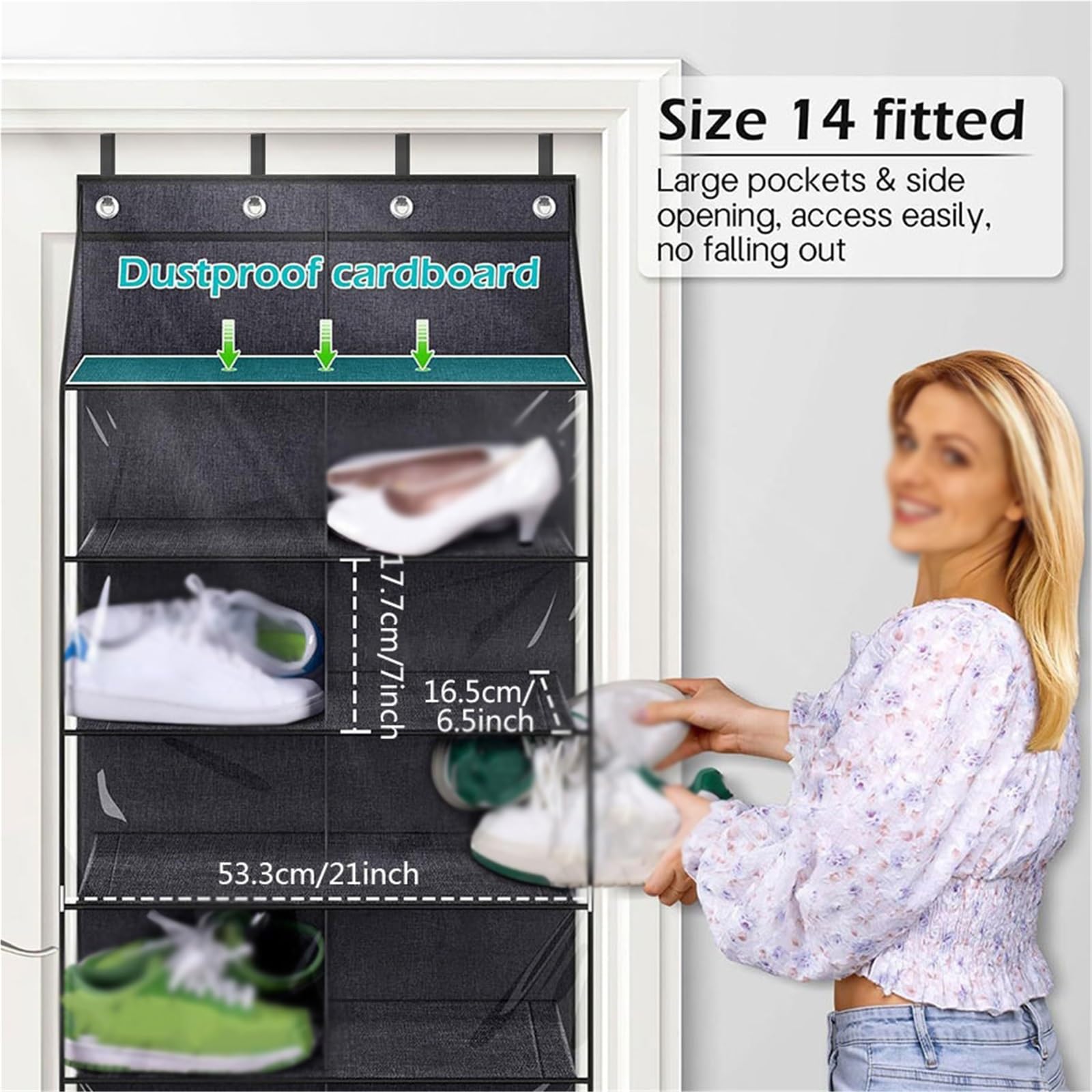 Organizador de Zapatos Transparente sobre la Puerta, 10 Niveles | For puerta de armario, colgador de zapatos