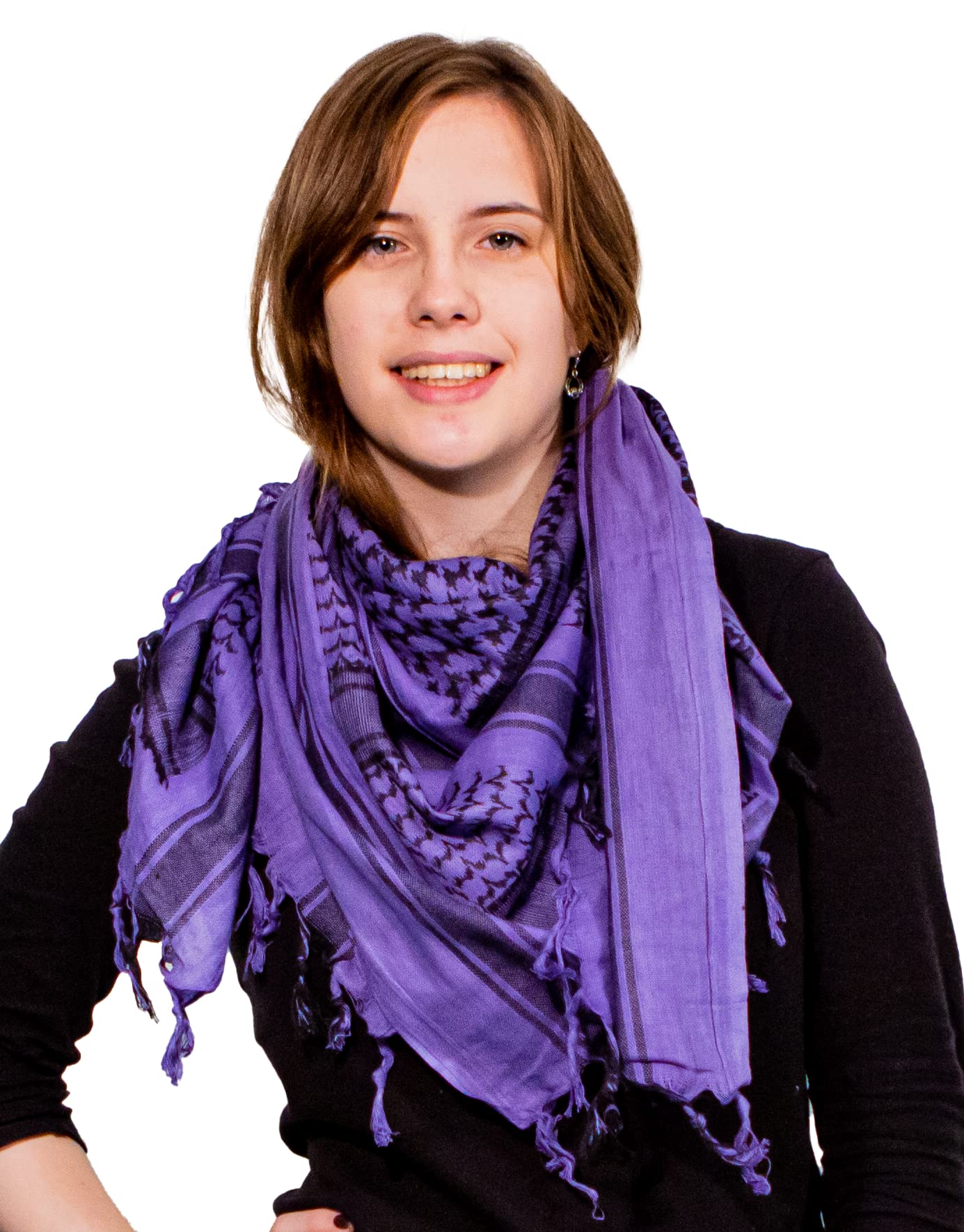 Retro Seventy2 Unisex Purple/Black Ladies Pure Cotton Shemagh Scarves Womens Winter Wrap Arab Scarf Keffiyeh Shawl ()