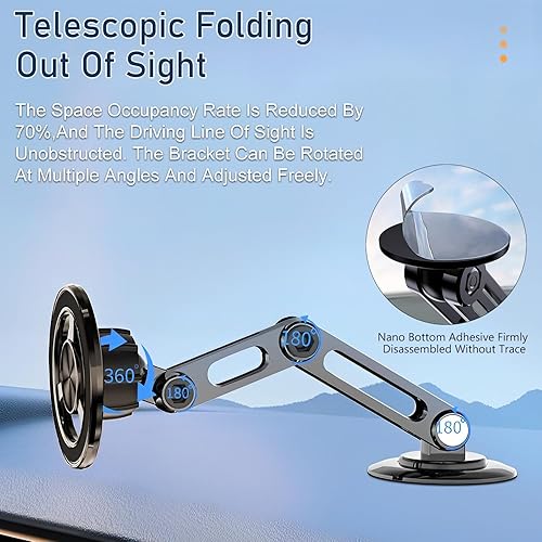 Miniatura 5 de Soporte magnético universal de 360 PRO para teléfono celular, soporte magnético plegable de aleación para teléfono celular para automóvil imán súper