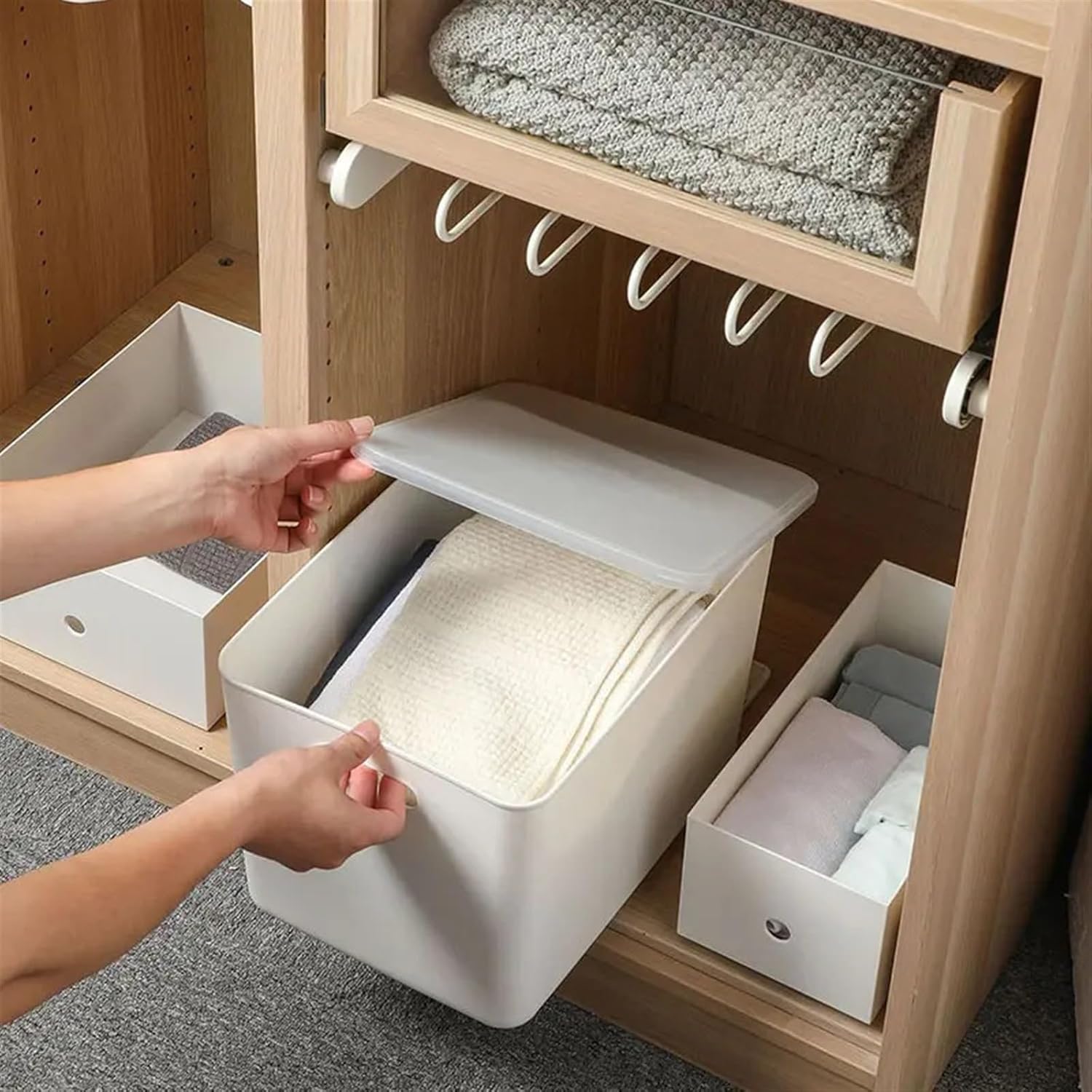 2Pcs DIY Storage Box Telescopic Slide Rail for Kitchen Home Accessories Wheel Roller Cabinet Wardrobe Drawer Pulley